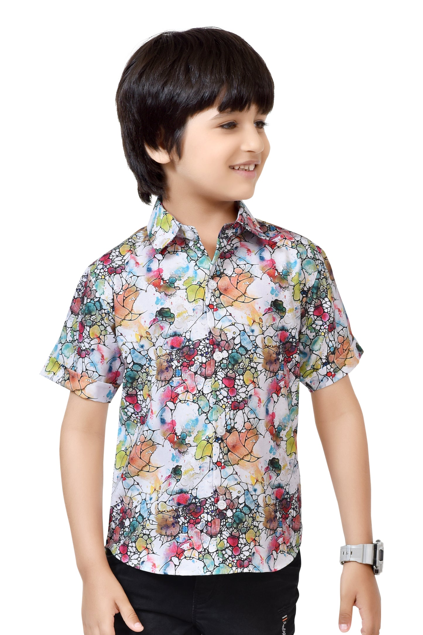 Multicolor Printed Pure Cotton Half Shirt For Boys – Club96.in