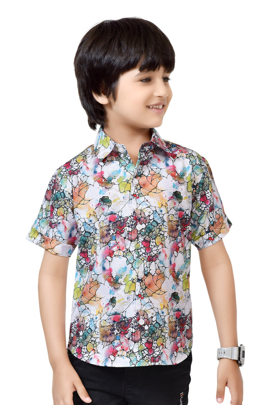 Multicolor Printed Pure Cotton Half Shirt For Boys – Club96.in