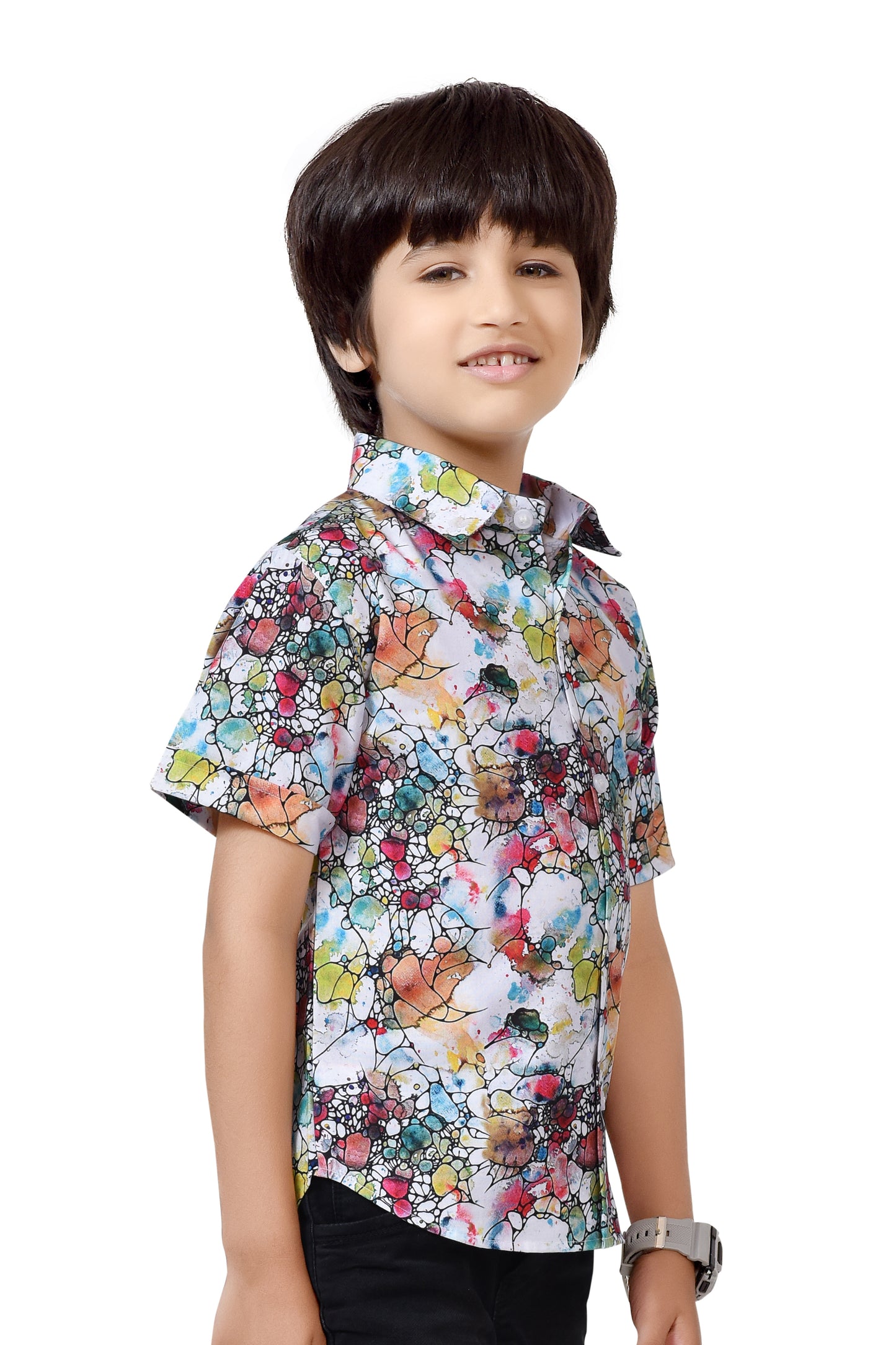 Multicolor Printed Pure Cotton Half Shirt For Boys – Stylist