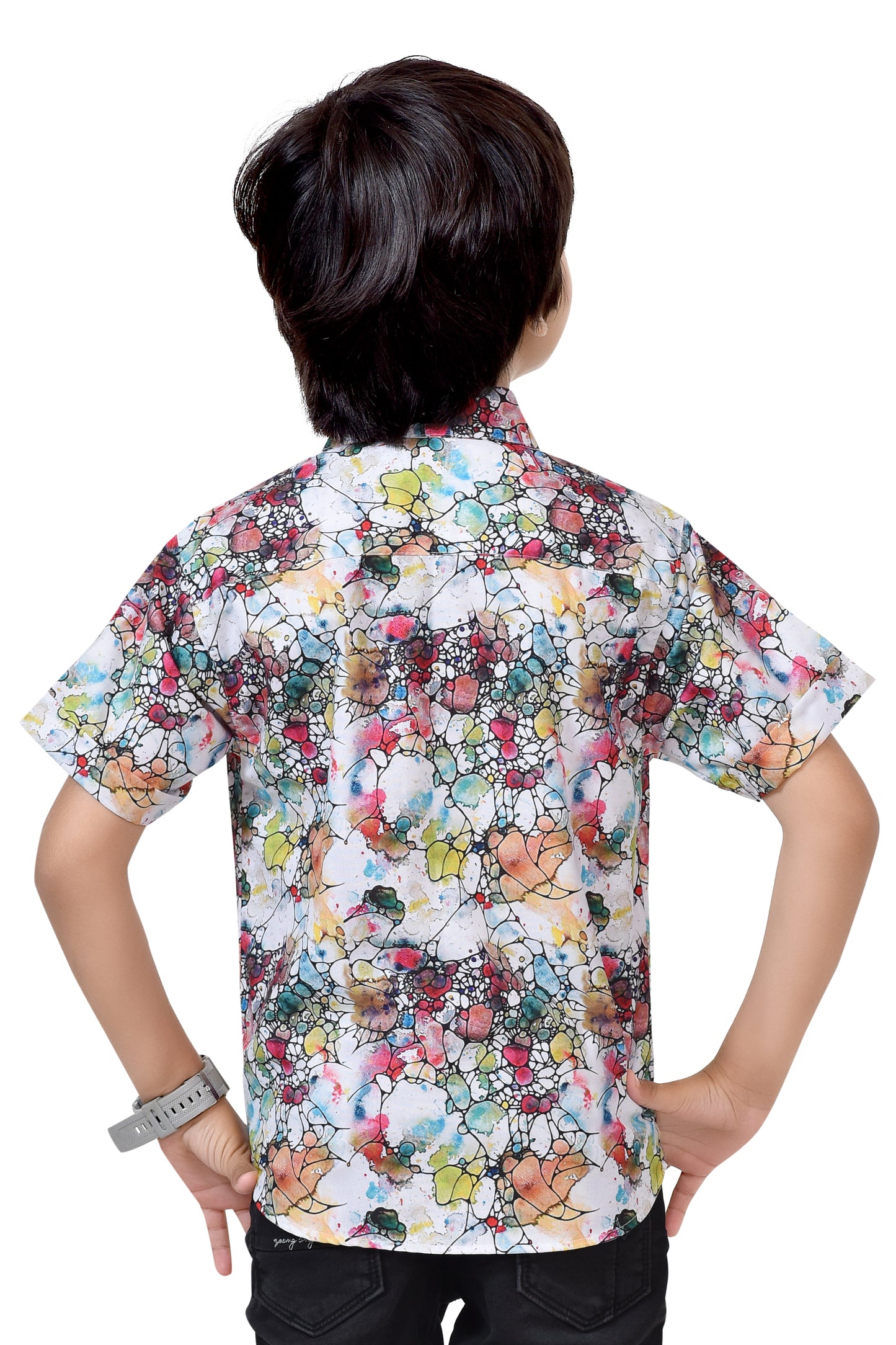 Multicolor Printed Pure Cotton Half Shirt For Boys – Back