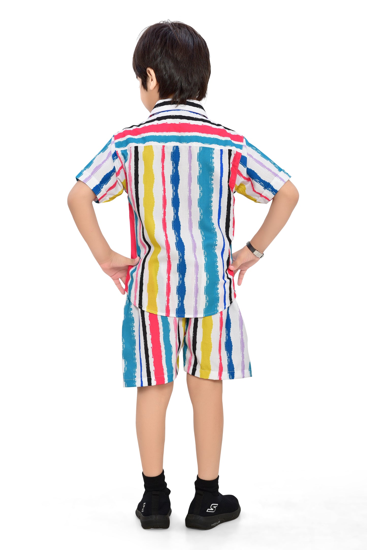 Multicolor Printed Summer Cotton Co-Ord Set for Boys - Back
