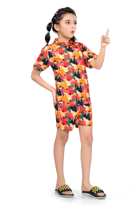 Multicolor-camouflage-Printed-Girls-Cotton-Co-Ord-Set-SideView