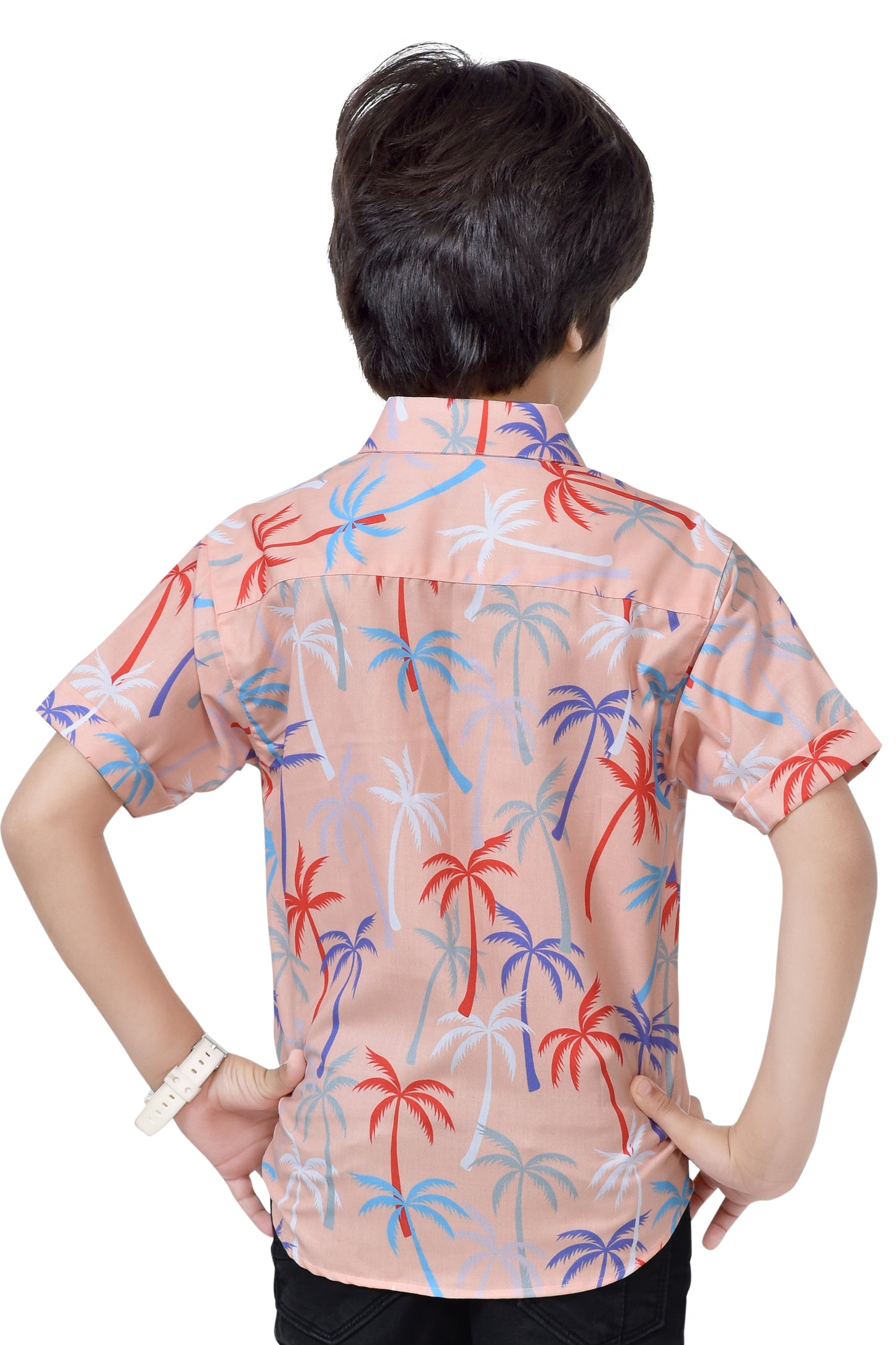 Palm Tree Printed Half Sleeve Shirt For Boys – Back