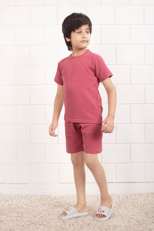 Pink_waffle_cotton_cute_shorts_co_ord_sets - SideView