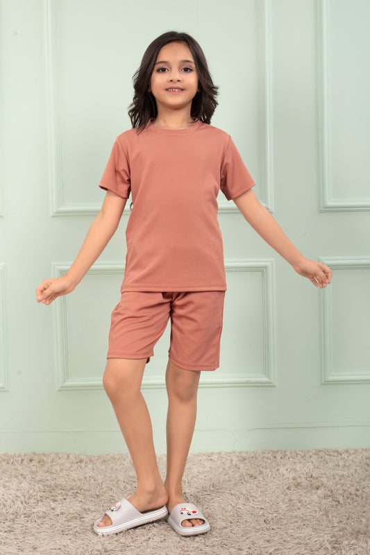 Pure_Cotton_Mario_rib_Pinch_shorts_and_top_set_for_girl - FrontView