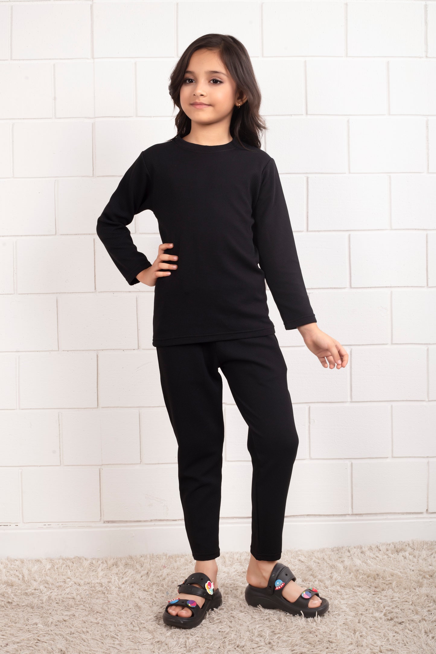 Pure_Cotton_Waffle_Black_color_Pajama_set