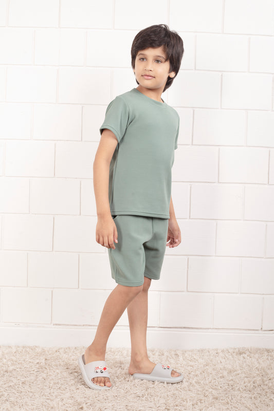 Pure_Cotton_Waffle_Light_Green_shorts_and_top_set - Front
