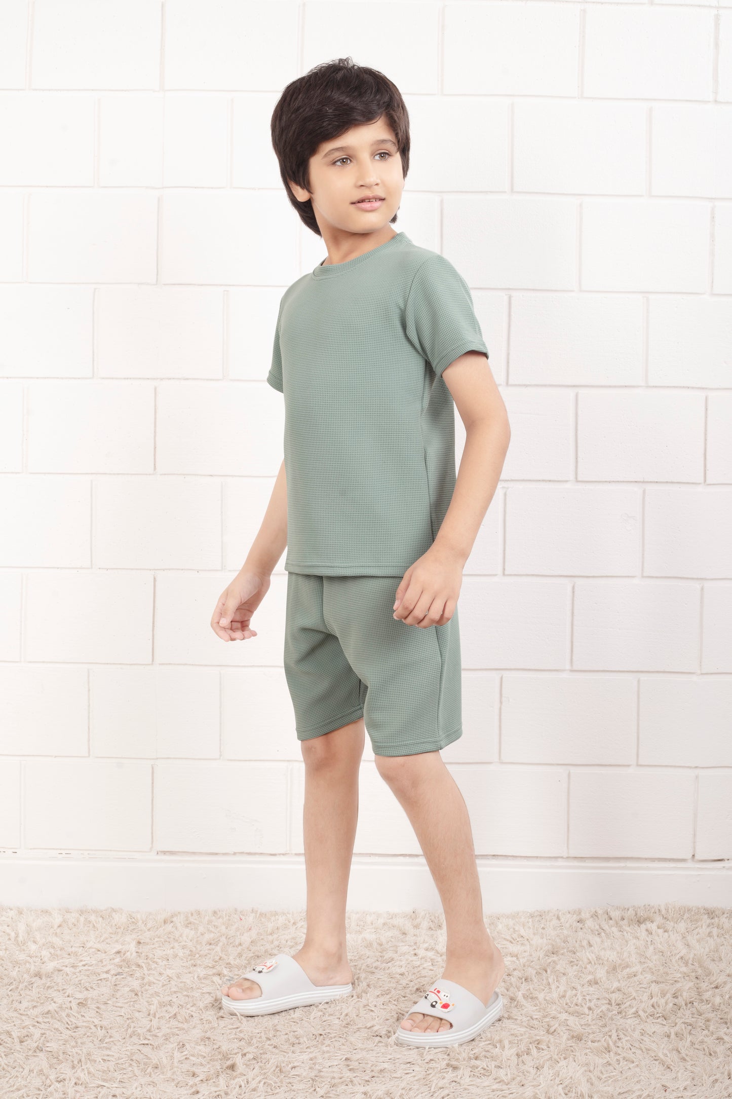 Pure_Cotton_Waffle_Light_Green_shorts_and_top_set - Stylish