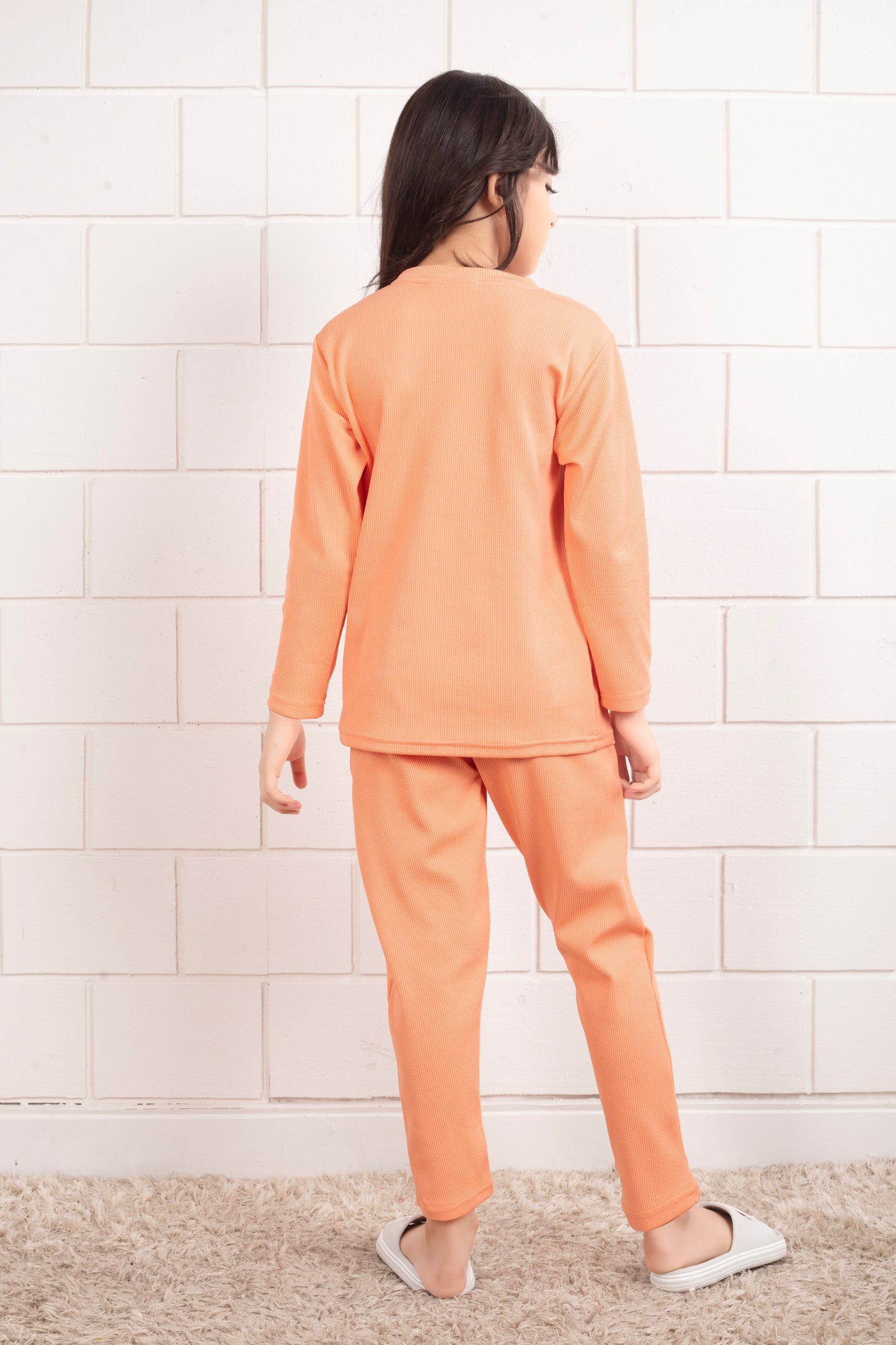 Pure_cotton_Orange_color_kids_pajamas - BackView