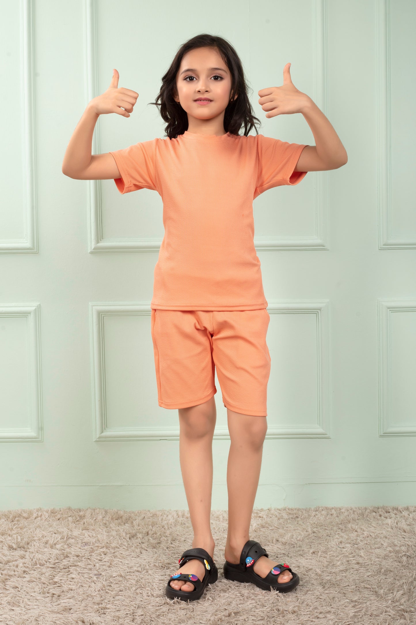 Pure_cotton_Orange_color_kids_shorts_and_t_shirt_set - Payjama Set