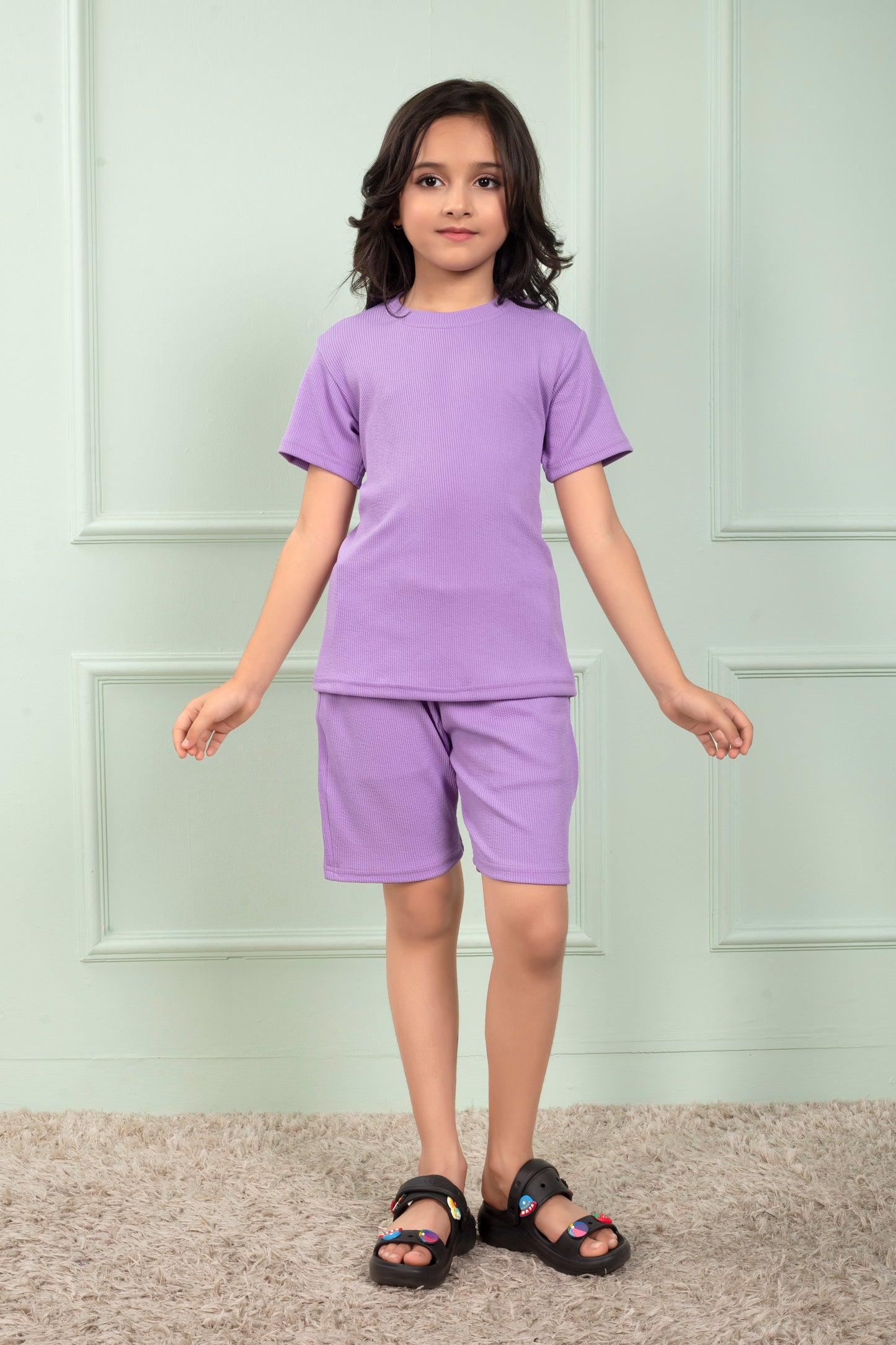 Purple_color_cotton_Mario_rib_cute_Girls_Shorts_sets