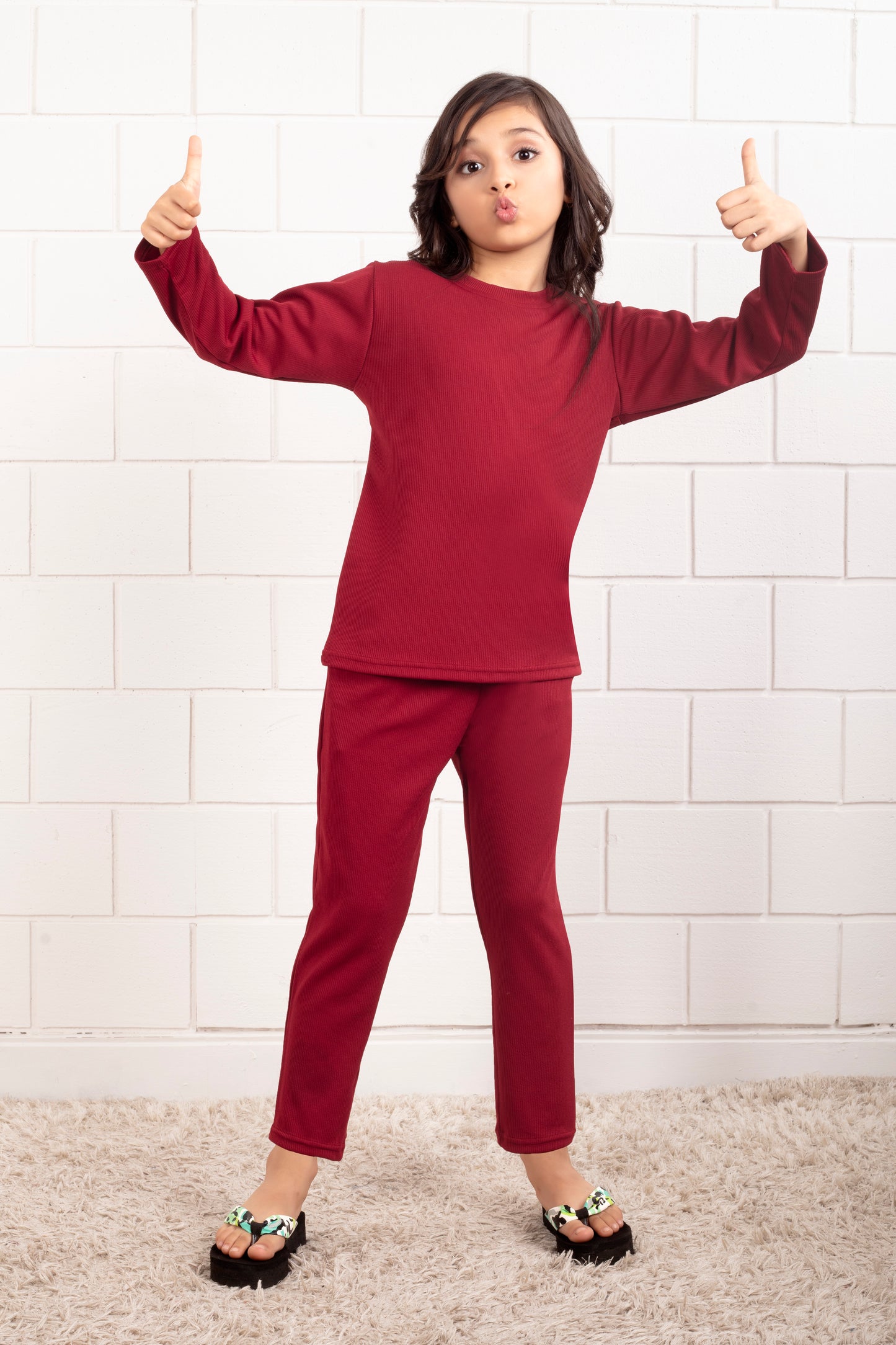 Red_Pure_Cotton_Mario_rib_girls_pajama_sets - Stylish