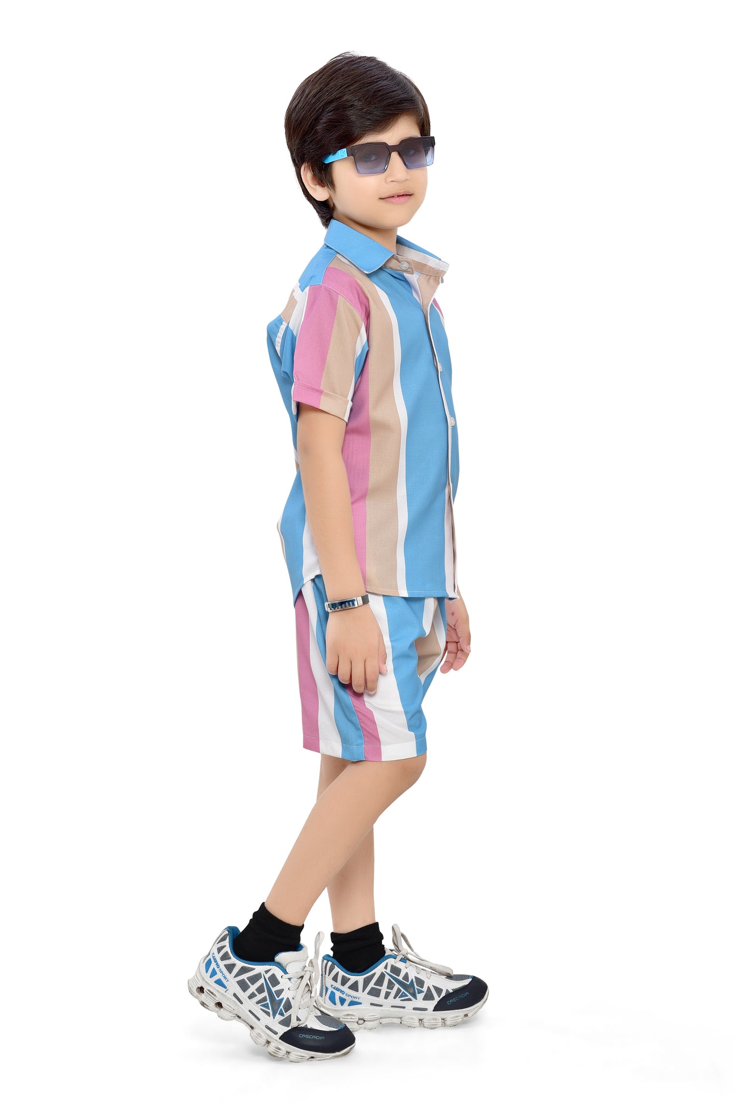 Stylish Pastel Striped Printed Cotton Co-Ord Set for Boys -Stylist