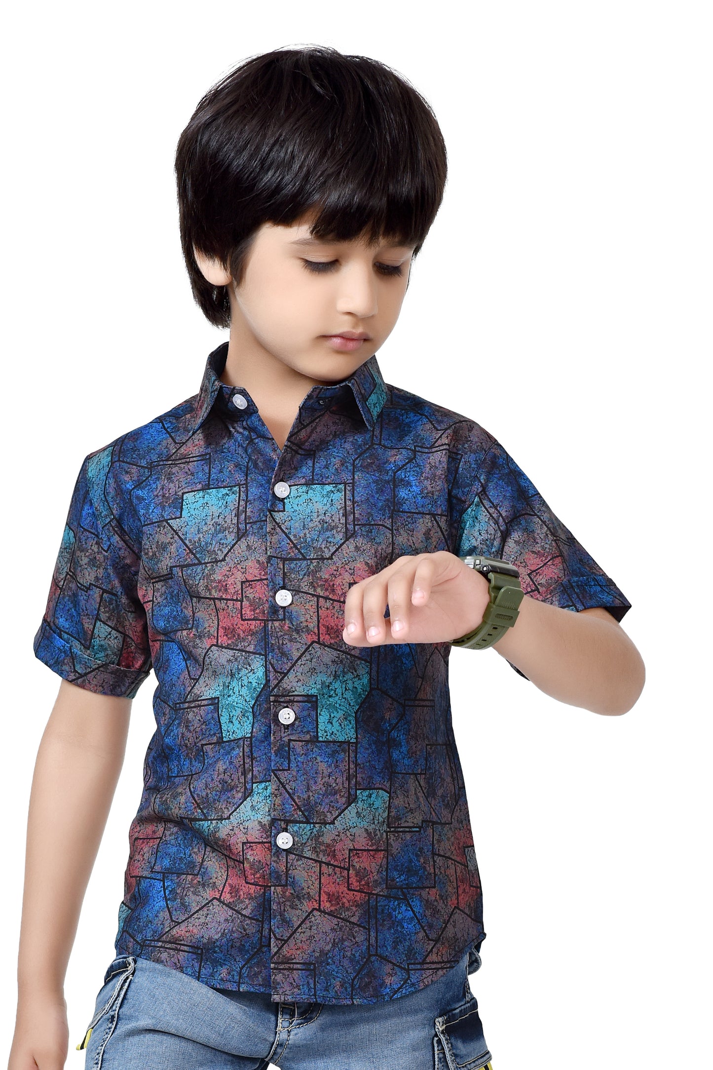 Stylish Printed Pure Cotton Half Sleeve Shirt For Boys – Club96.in