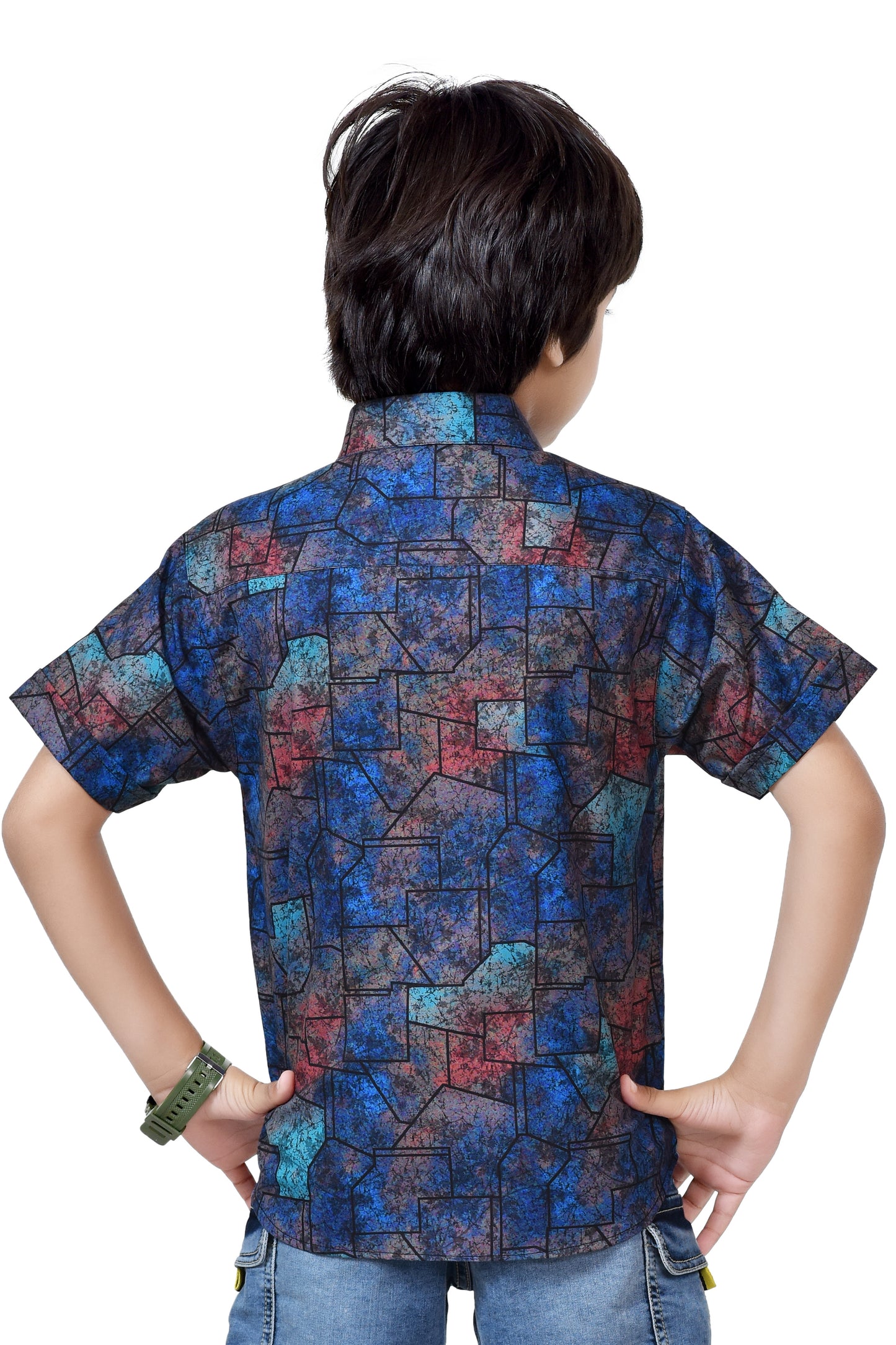 Stylish Printed Pure Cotton Half Sleeve Shirt For Boys – Back
