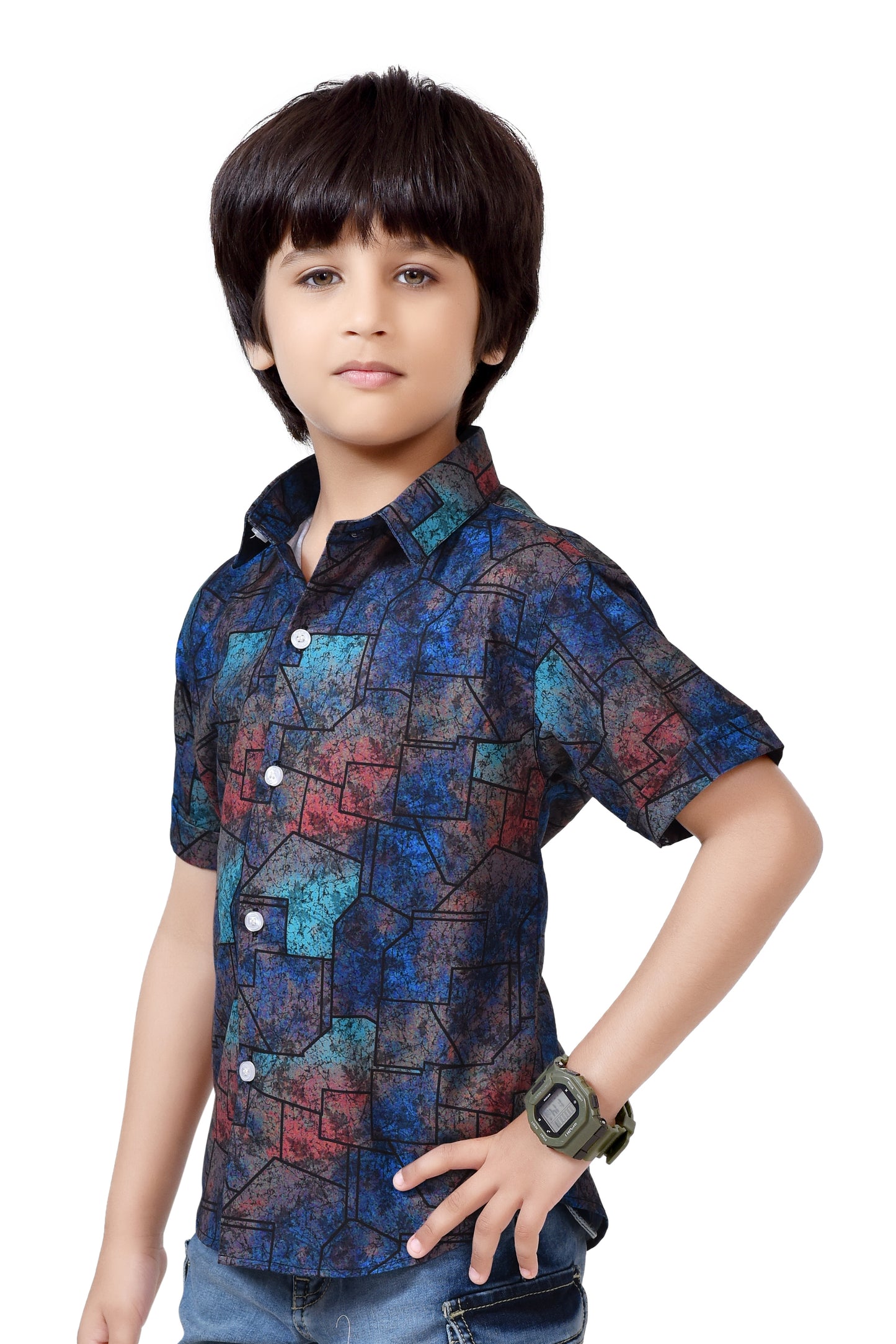 Stylish Printed Pure Cotton Half Sleeve Shirt For Boys – Stylish