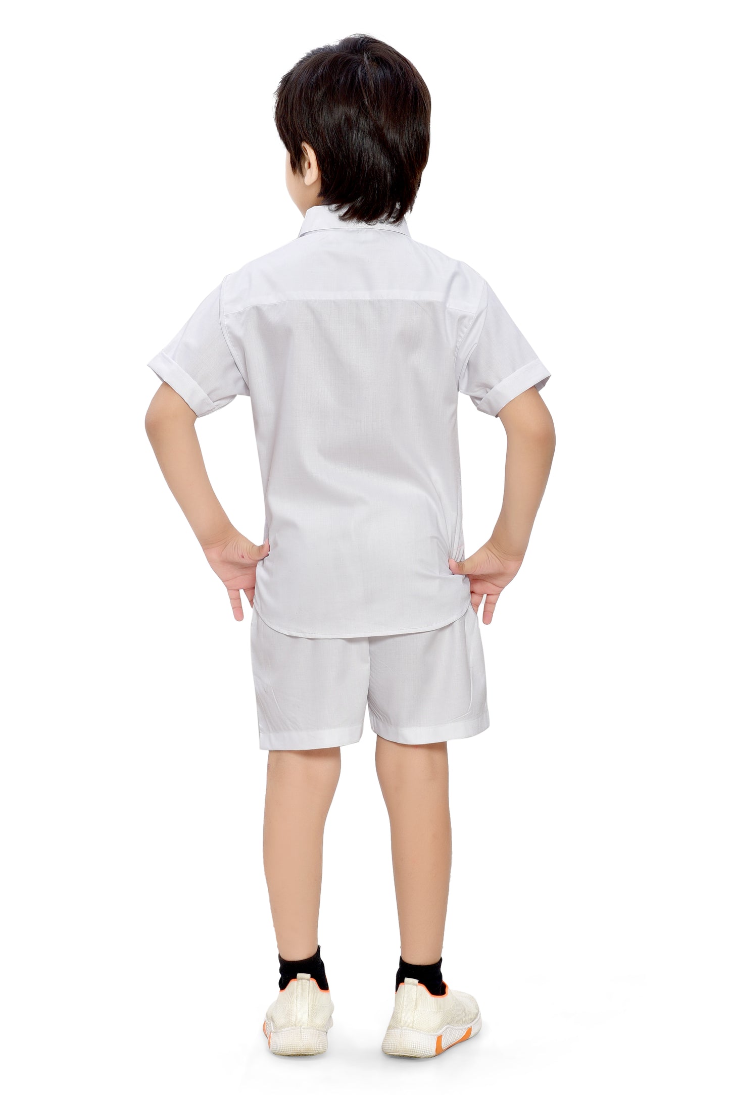 Summer Special Plain White Cotton Co-Ord Set for Boys - Back