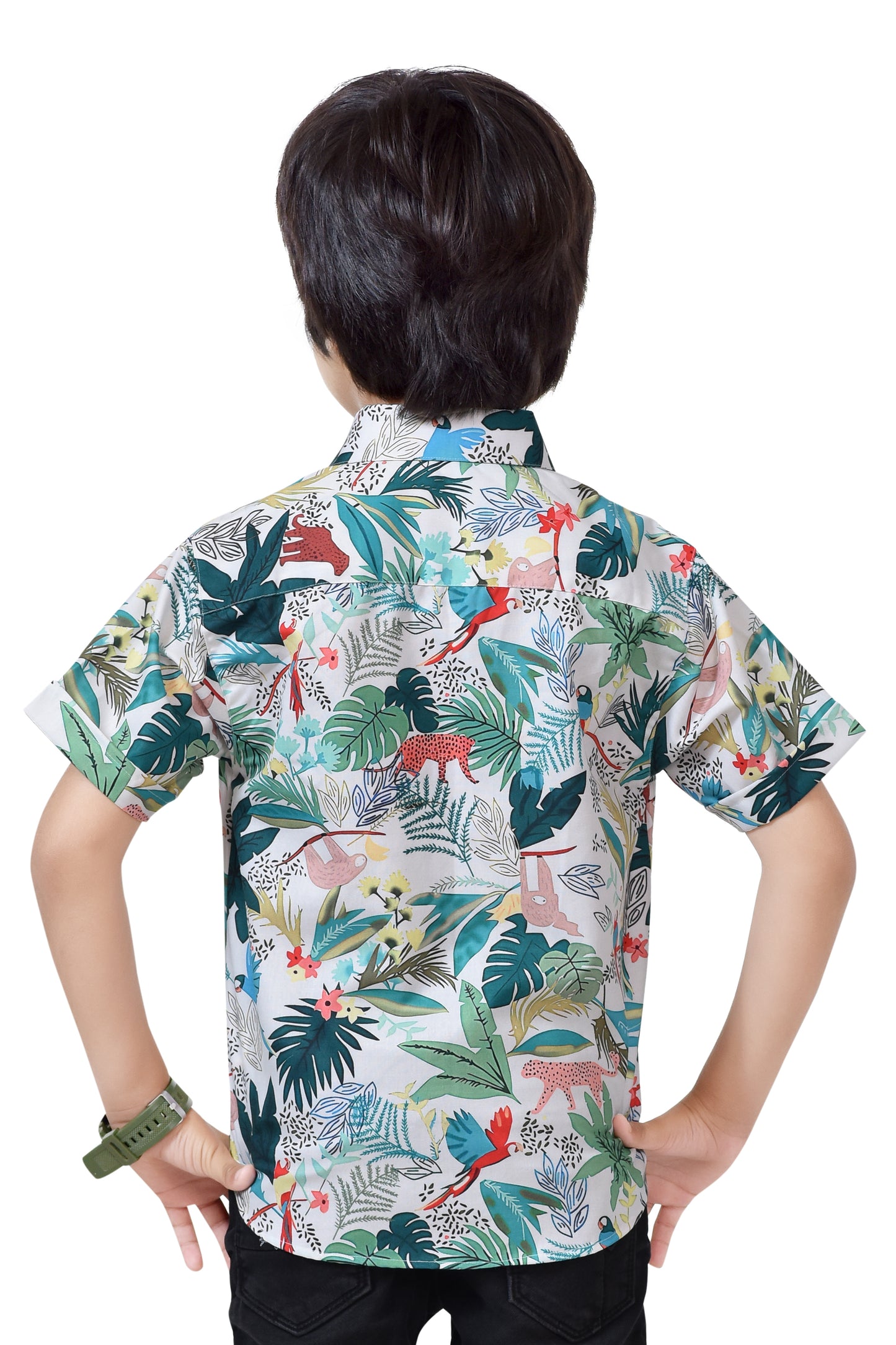 Tropical Abstracts Printed Half Sleeve Shirt For Boys – Back
