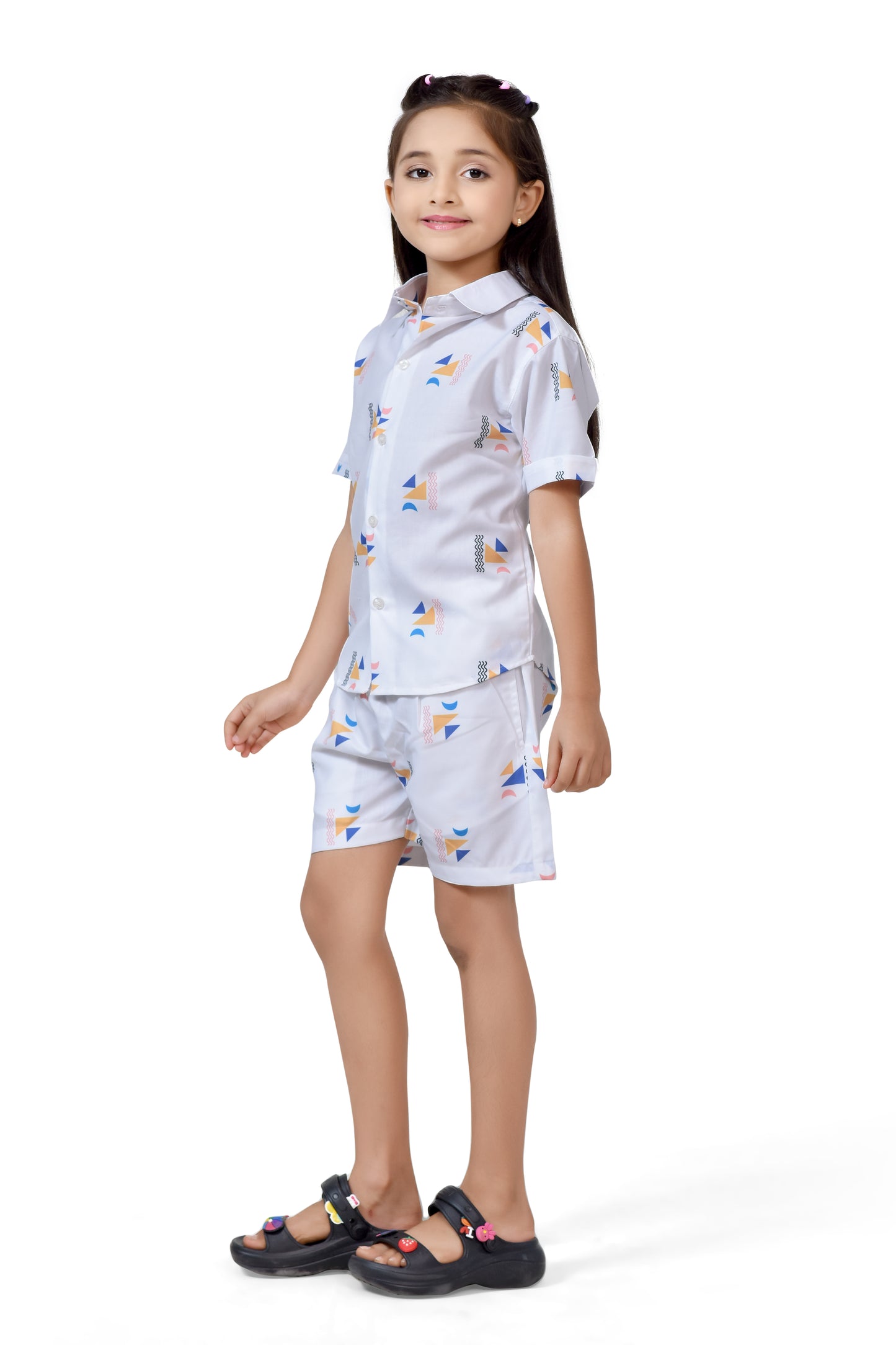 Vacation Vibes Printed White Cotton Shorts Co-Ord Set - Stylist