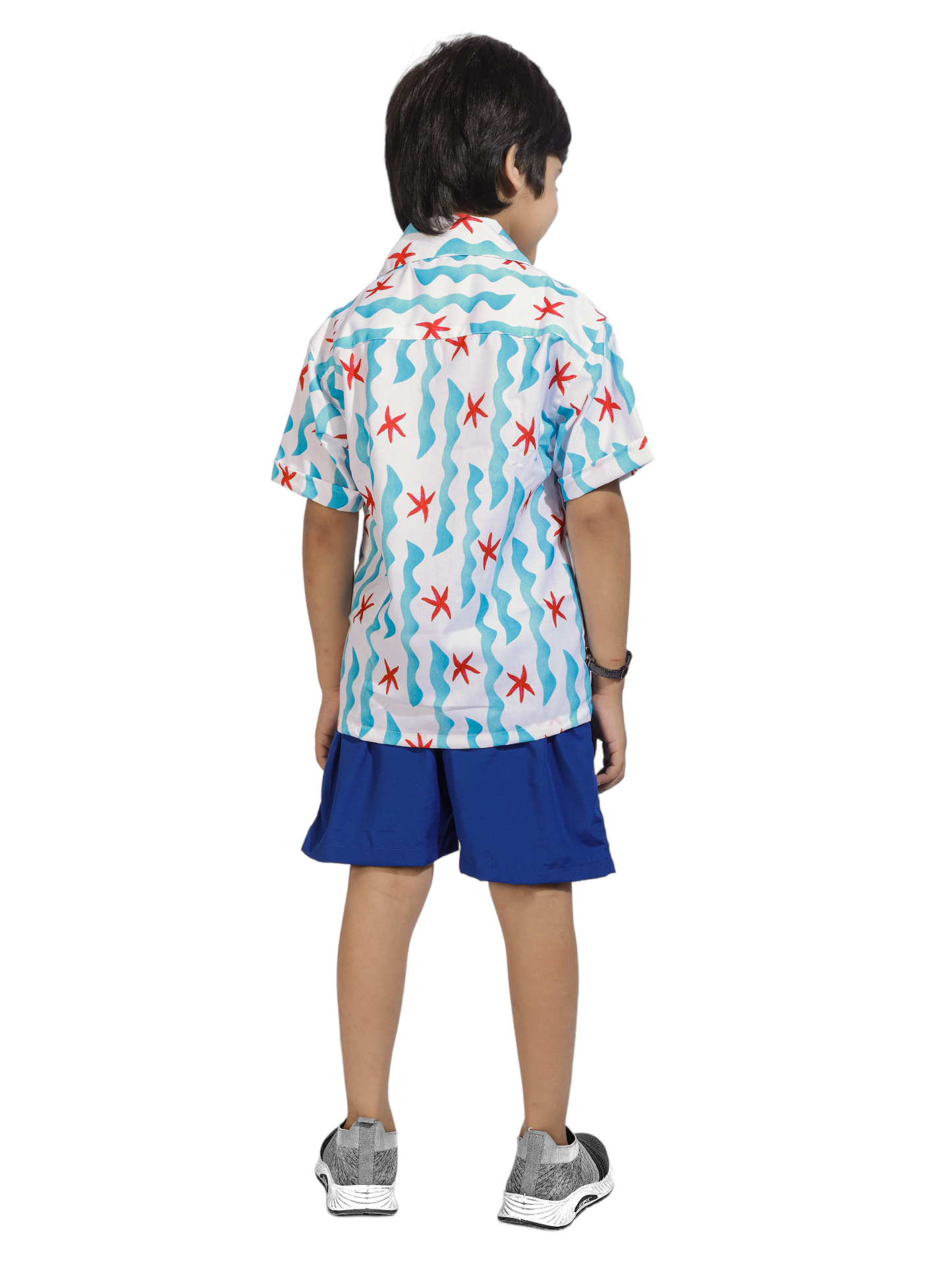 Starfish Digital printed Shirt with Blue solid Shorts