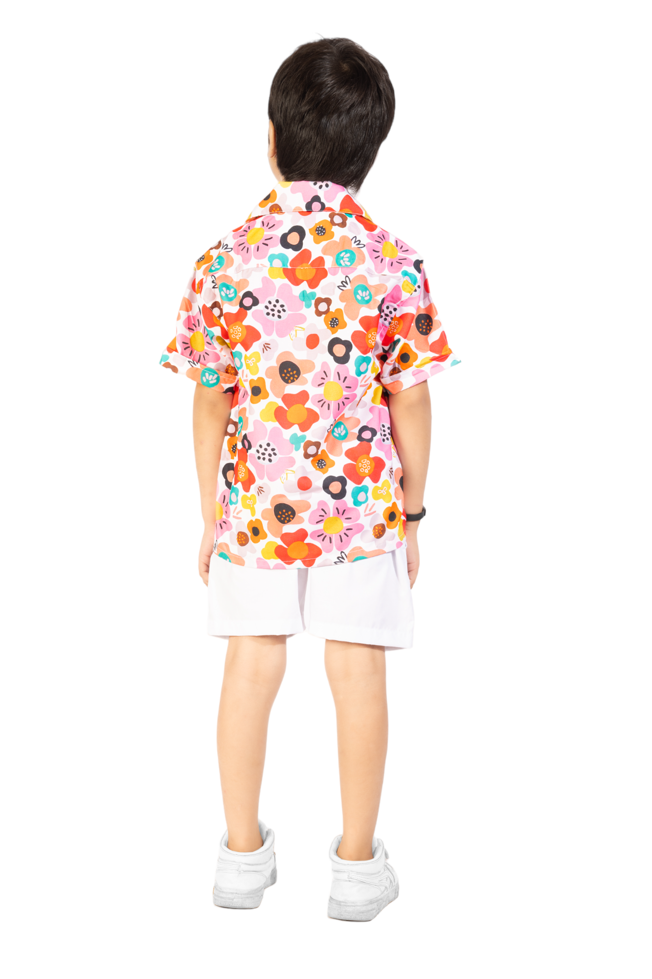 Max Flower Digital printed Shirt with White solid Shorts