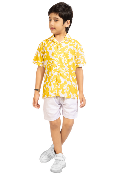 Sunshine Magic Digital printed Shirt with White solid Shorts