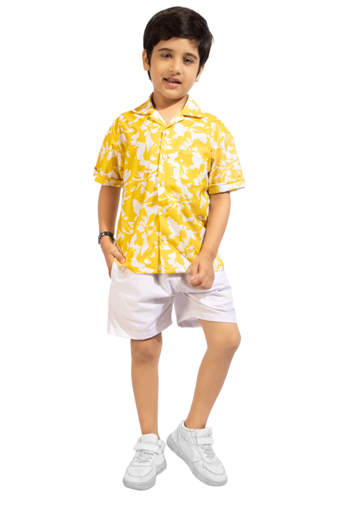 Sunshine Magic Digital printed Shirt with White solid Shorts