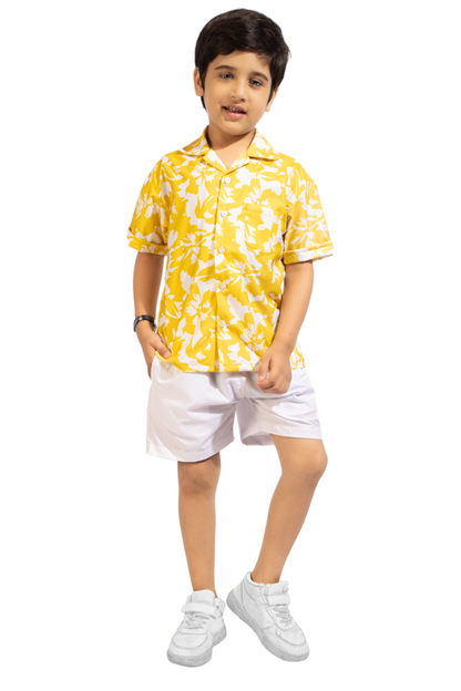 Sunshine Magic Digital printed Shirt with White solid Shorts