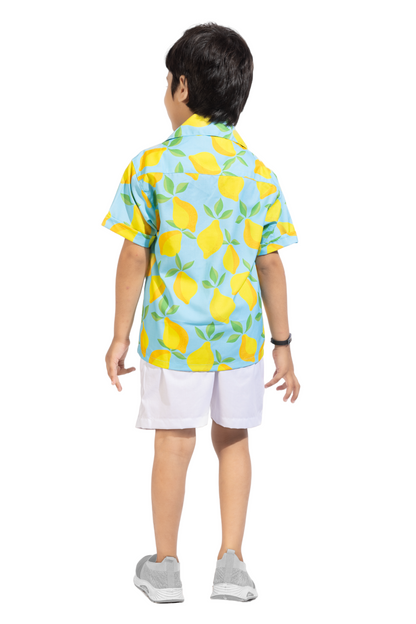 Lemony Digital printed Shirt with White solid Shorts