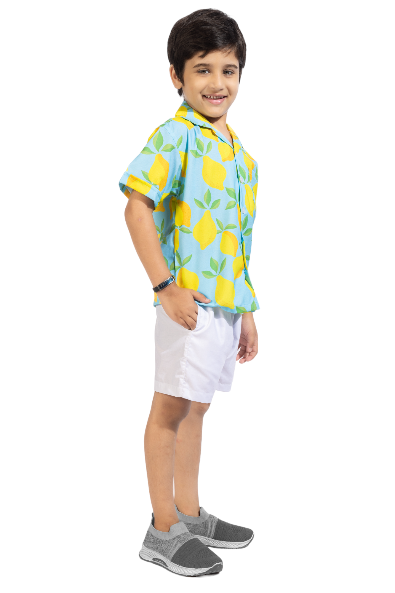 Lemony Digital printed Shirt with White solid Shorts