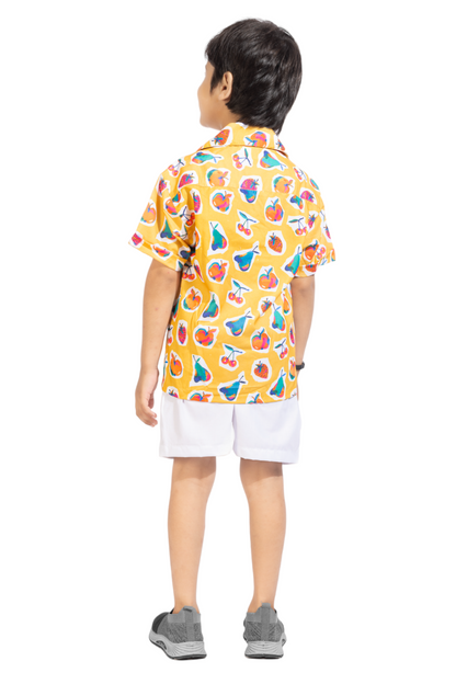 Cherry digi Digital printed Shirt with White solid Shorts