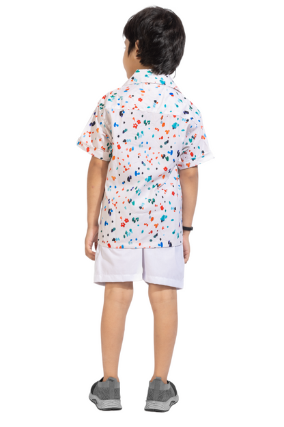 Tiny Dots Digital printed Shirt with White solid Shorts