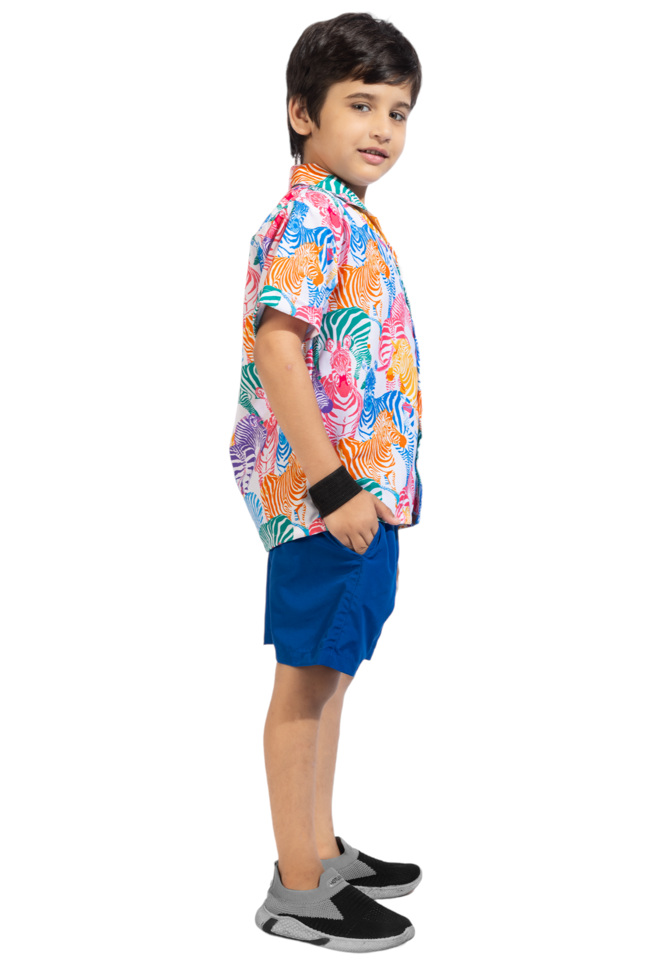 Zebra Digital printed Shirt with Blue solid Shorts