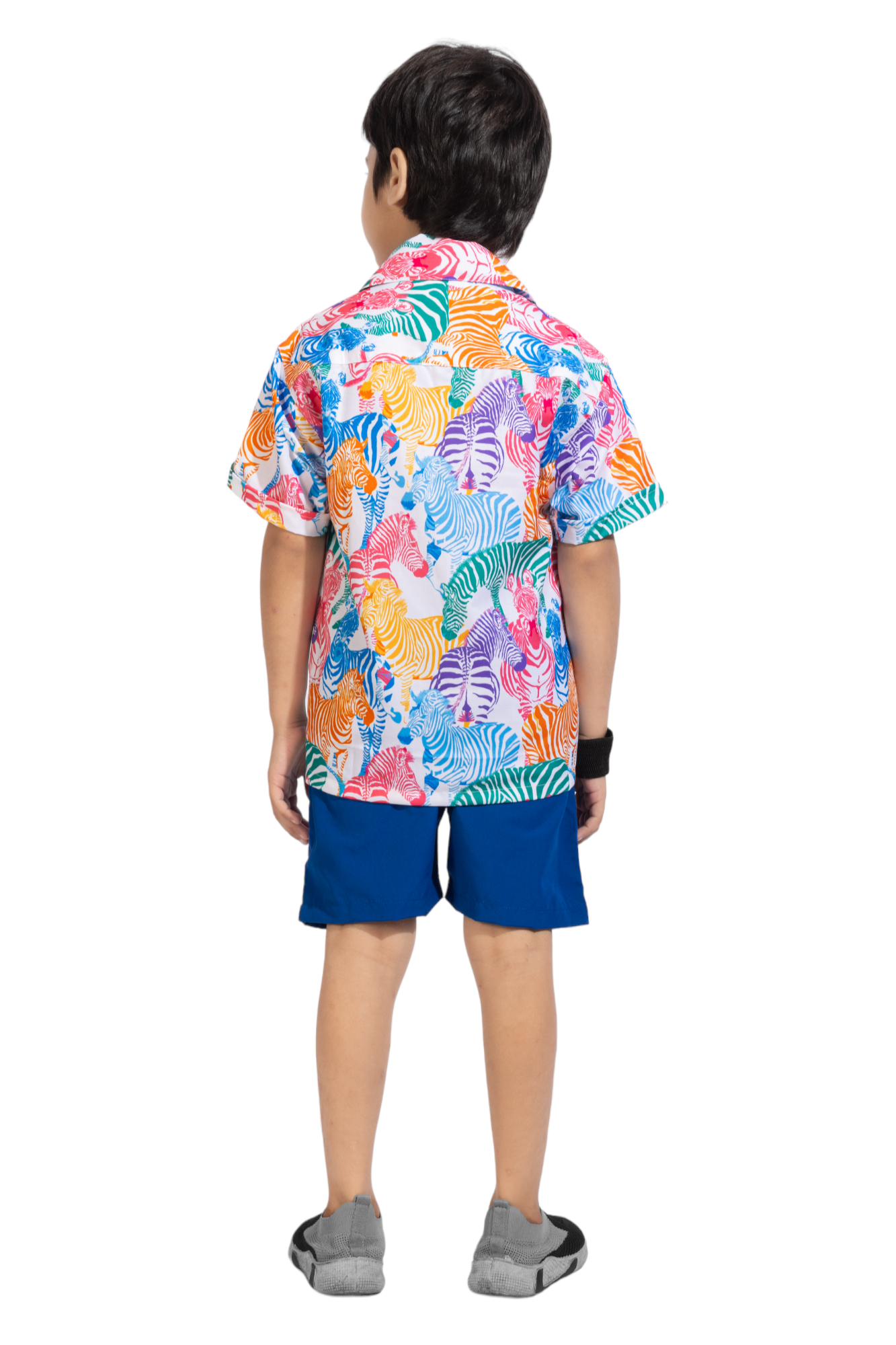 Zebra Digital printed Shirt with Blue solid Shorts