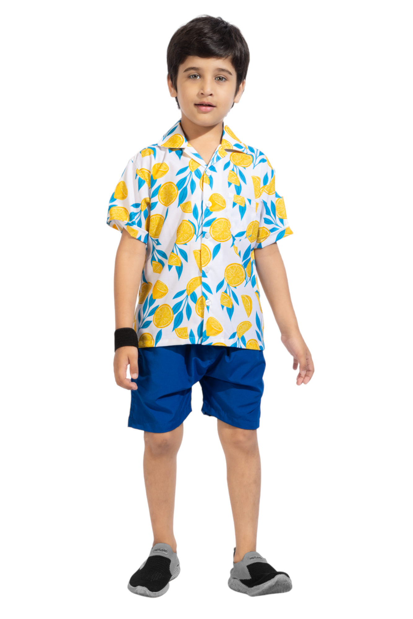 Sweet Lime Digital printed Shirt with Blue solid Shorts