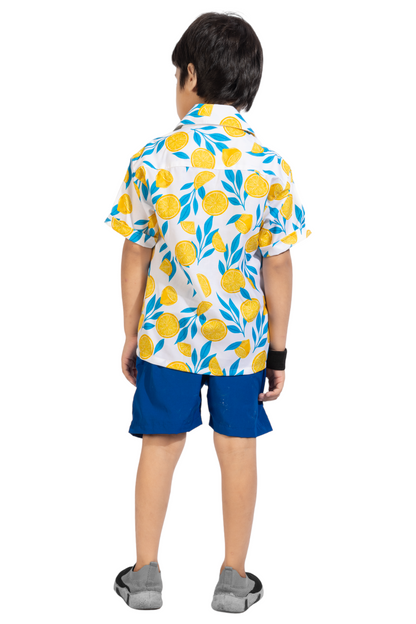 Sweet Lime Digital printed Shirt with Blue solid Shorts