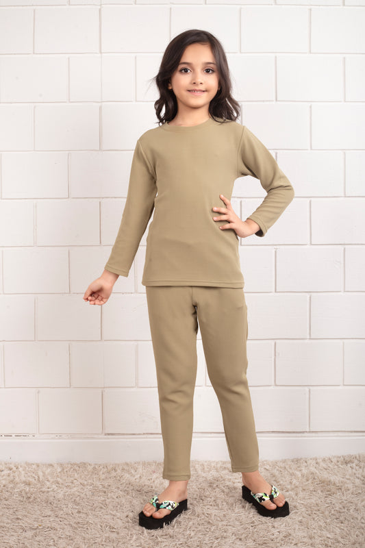 Beige_Pure_Waffle_Cotton_girls_pajama_sets