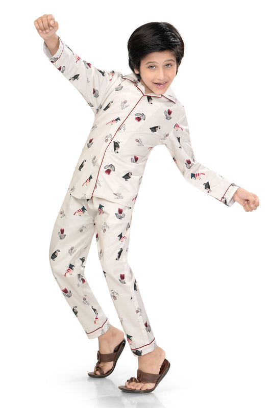 Bird-and-Flower-Printed-Boys-Cotton-Nightsuit-Frontview