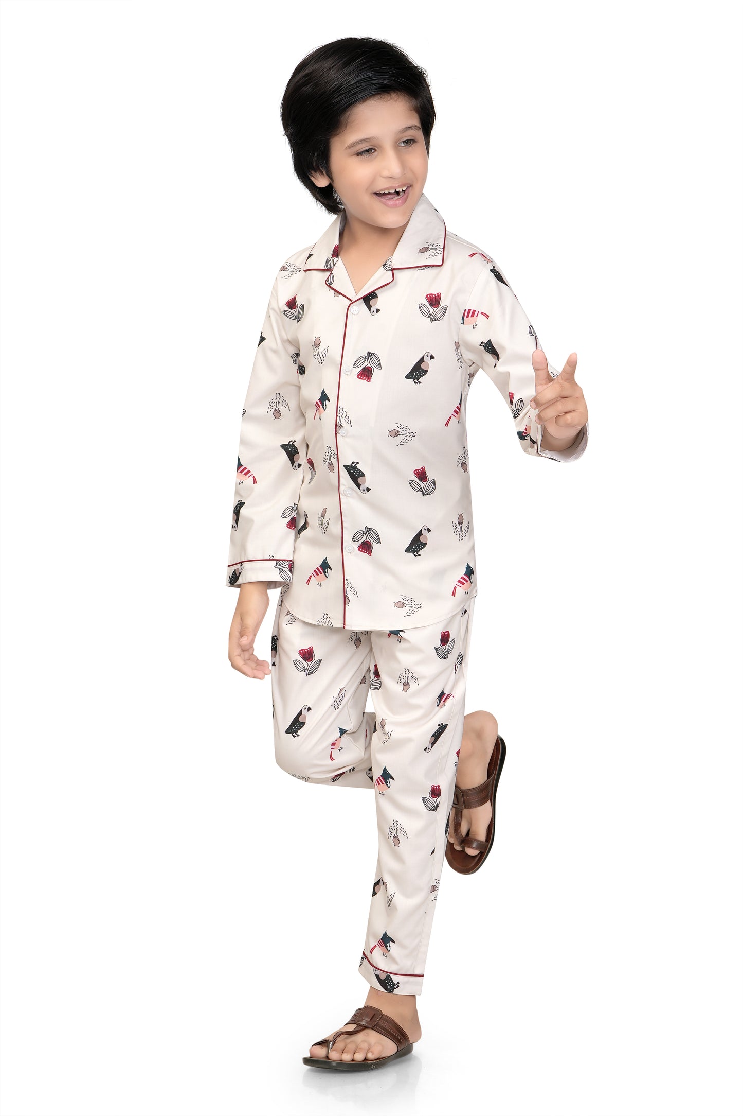 Bird-and-Flower-Printed-Boys-Cotton-Nightsuit-Stylish