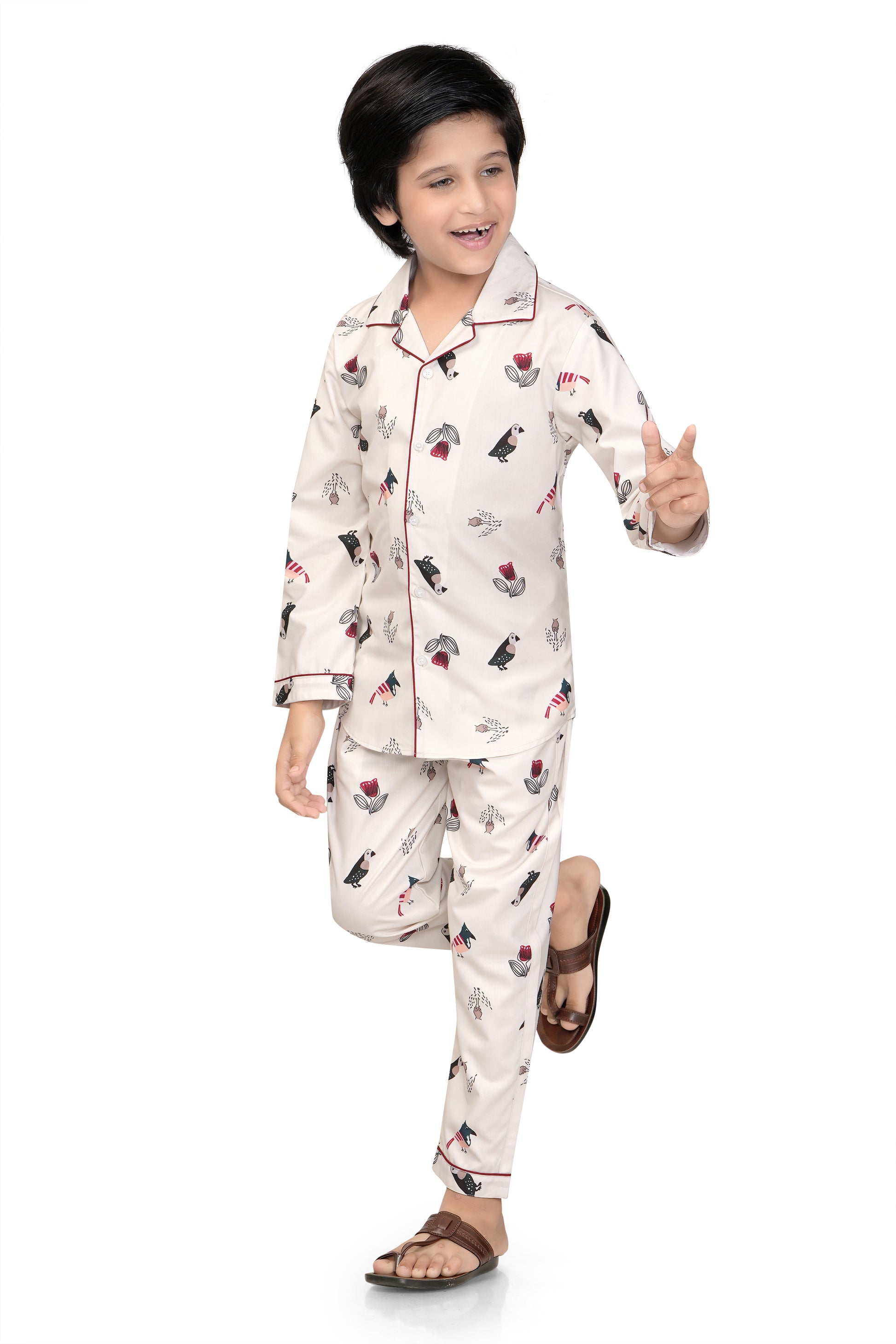 Bird-and-Flower-Printed-Boys-Cotton-Nightsuit-Stylish
