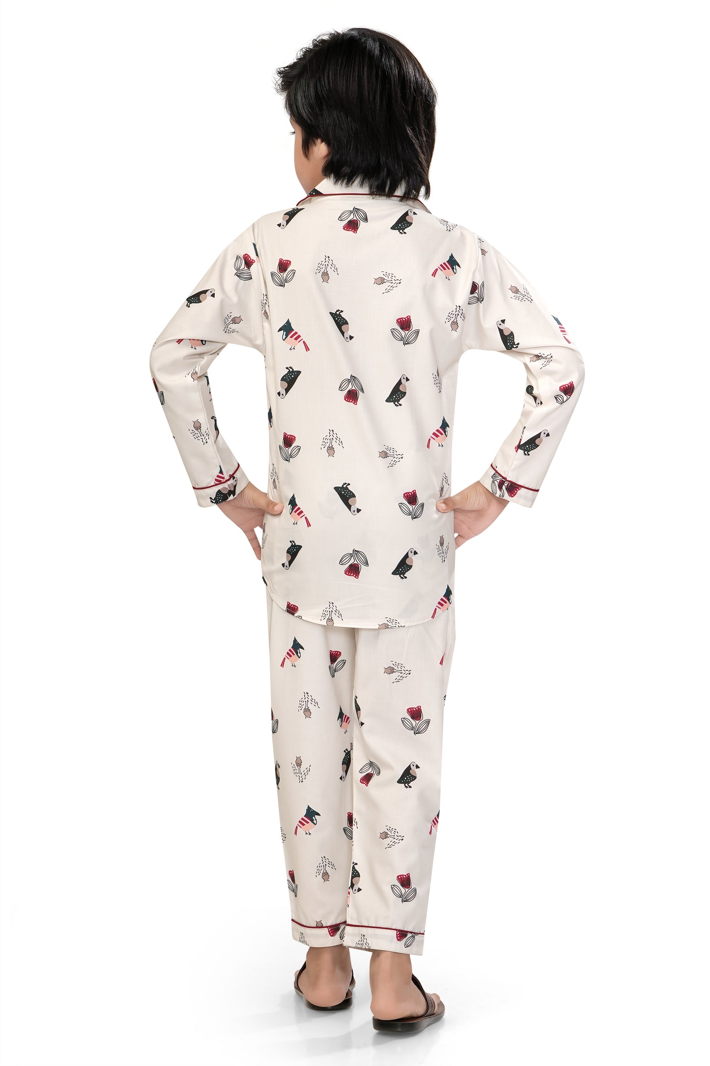 Bird-and-Flower-Printed-Boys-Cotton-Nightsuit-Backview