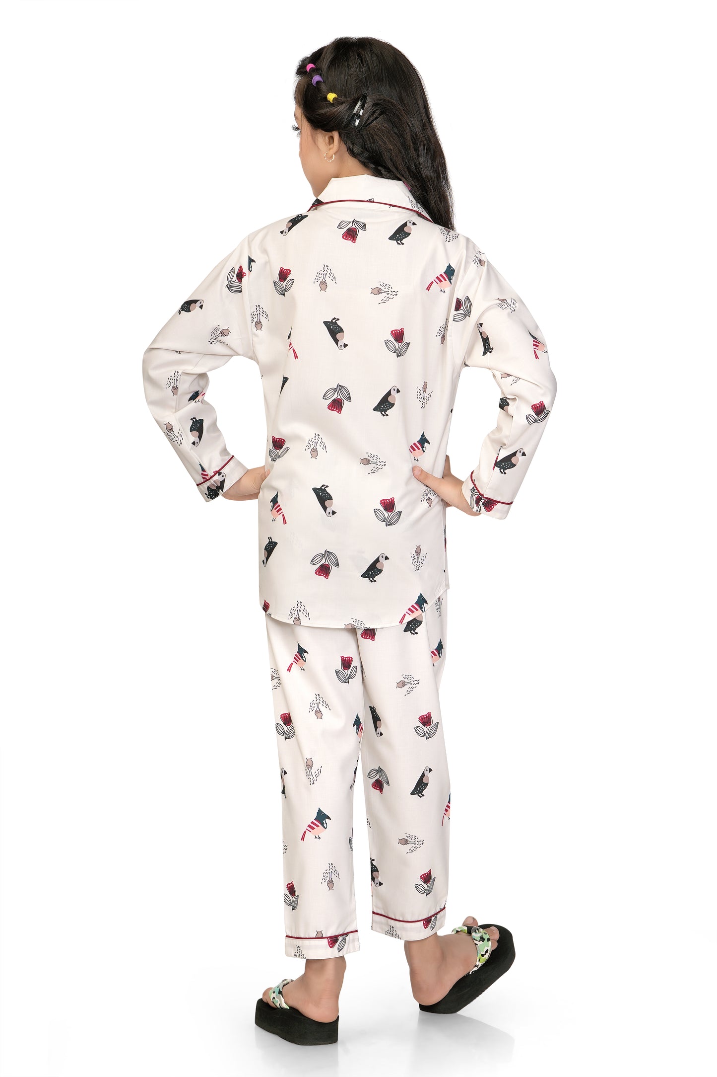 Bird-and-Flower-Printed-White-Nightsuit-Backview