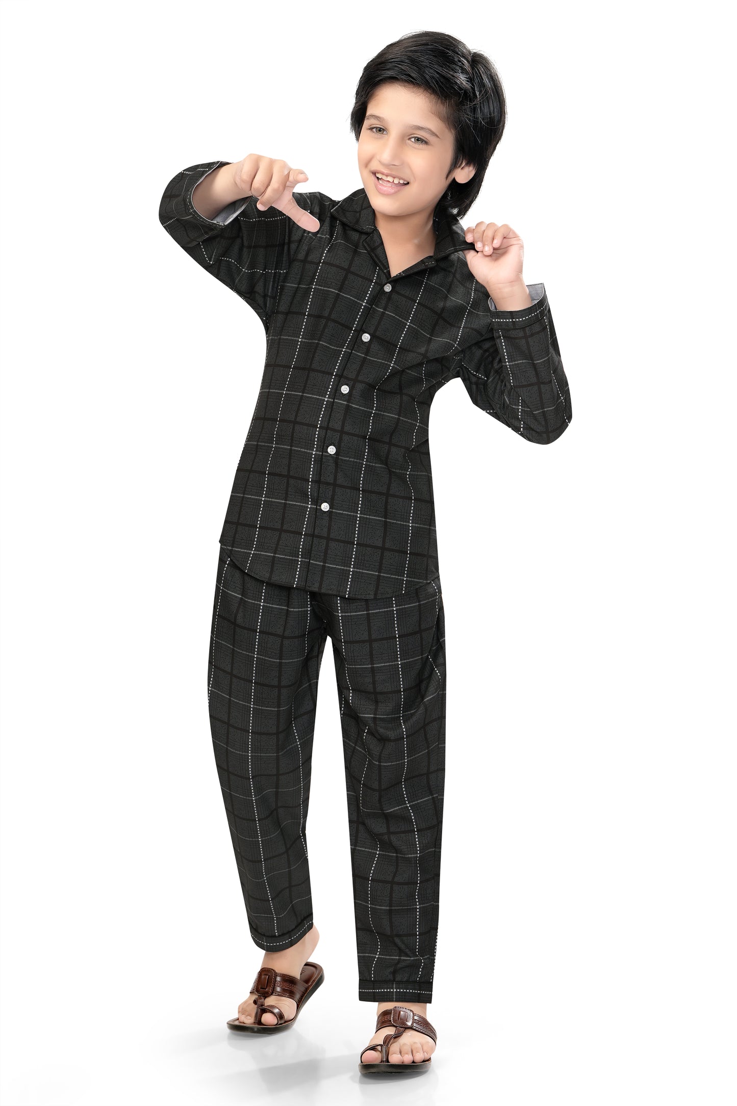 Black-Checks-Printed-Cotton-Night-Dress-Club96