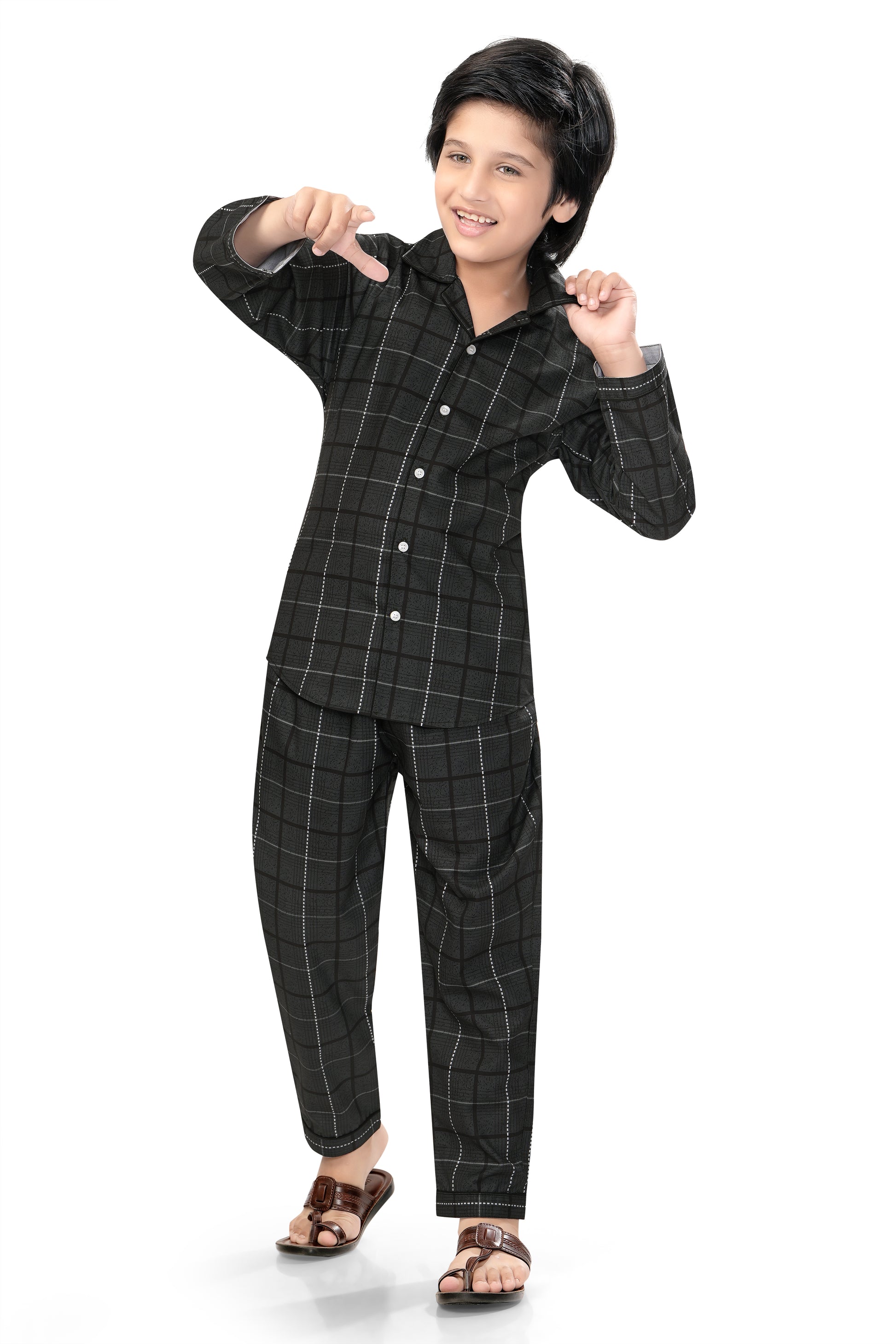 Black-Checks-Printed-Cotton-Night-Dress-Club96