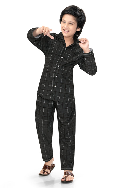Black-Checks-Printed-Cotton-Night-Dress-Club96