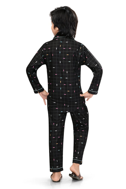 Black-Grid-Checks-Printed-Cotton-Nightsuit-Set-BackView