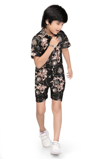 Black-Ornamental-Printed-Boys-Co-Ord-Set-SideView