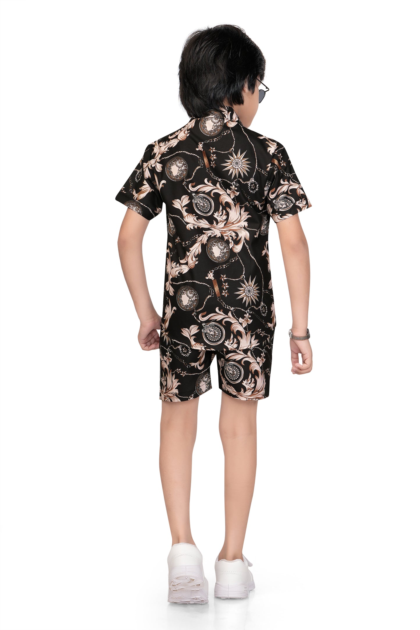 Black-Ornamental-Printed-Boys-Co-Ord-Set-BackView