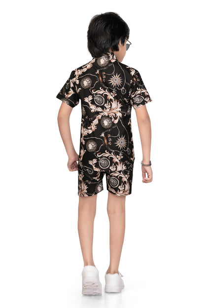 Black-Ornamental-Printed-Boys-Co-Ord-Set-BackView