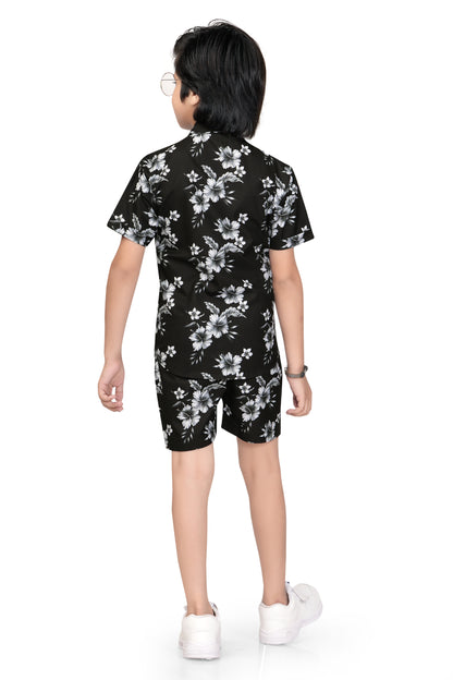 Black-and-White-Floral-Printed-Boys-Co-Ord-Set-BackView